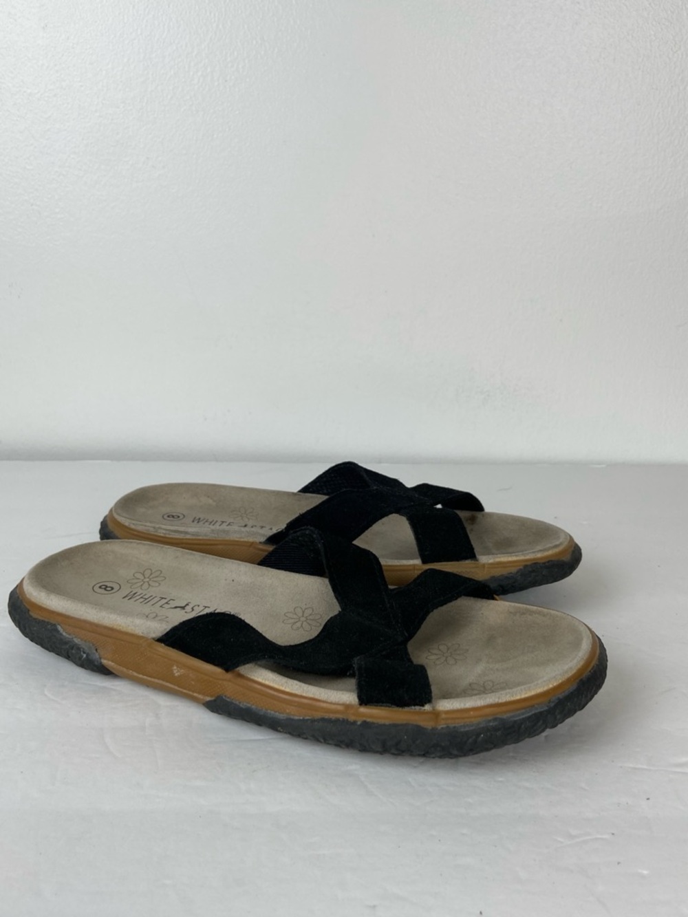 White Stag Maya Women's Sandals Sz 8 Crisscross Black Suede Leather Boho Outdoor